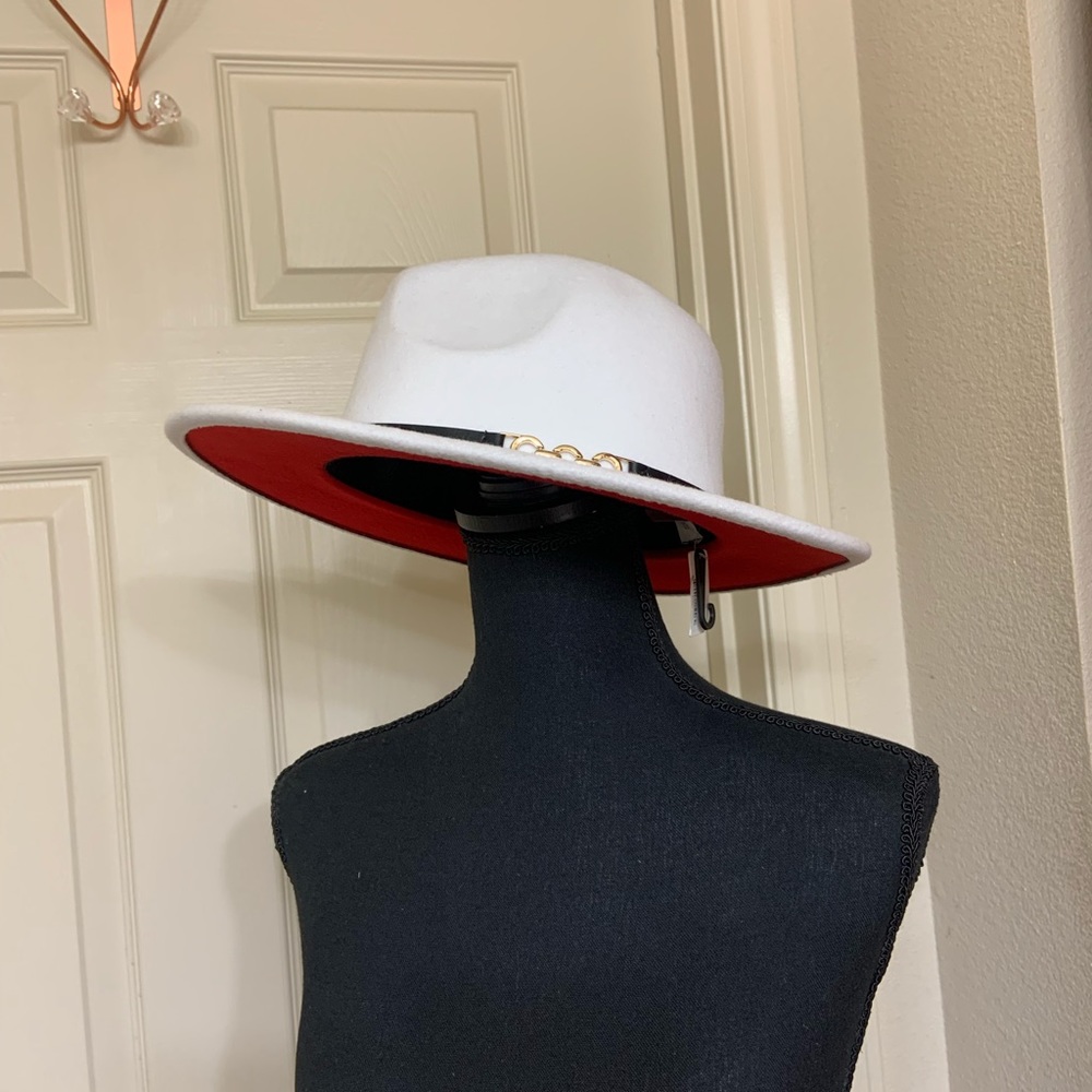 NWT two tone wide brim fedora hat